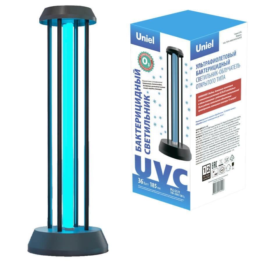 Ультрафиолетовая бактерицидная настольная лампа (UL-00007264) Uniel UGL-T01A-36W/UVCO Black. 