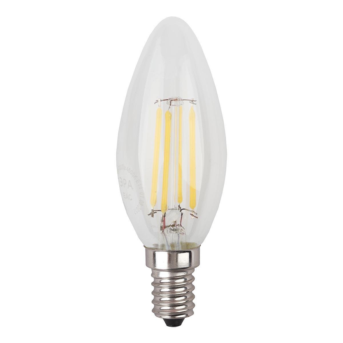 Лампа светодиодная филаментная ЭРА E14 11W 4000K прозрачная F-LED B35-11w-840-E14 Б0046987. 