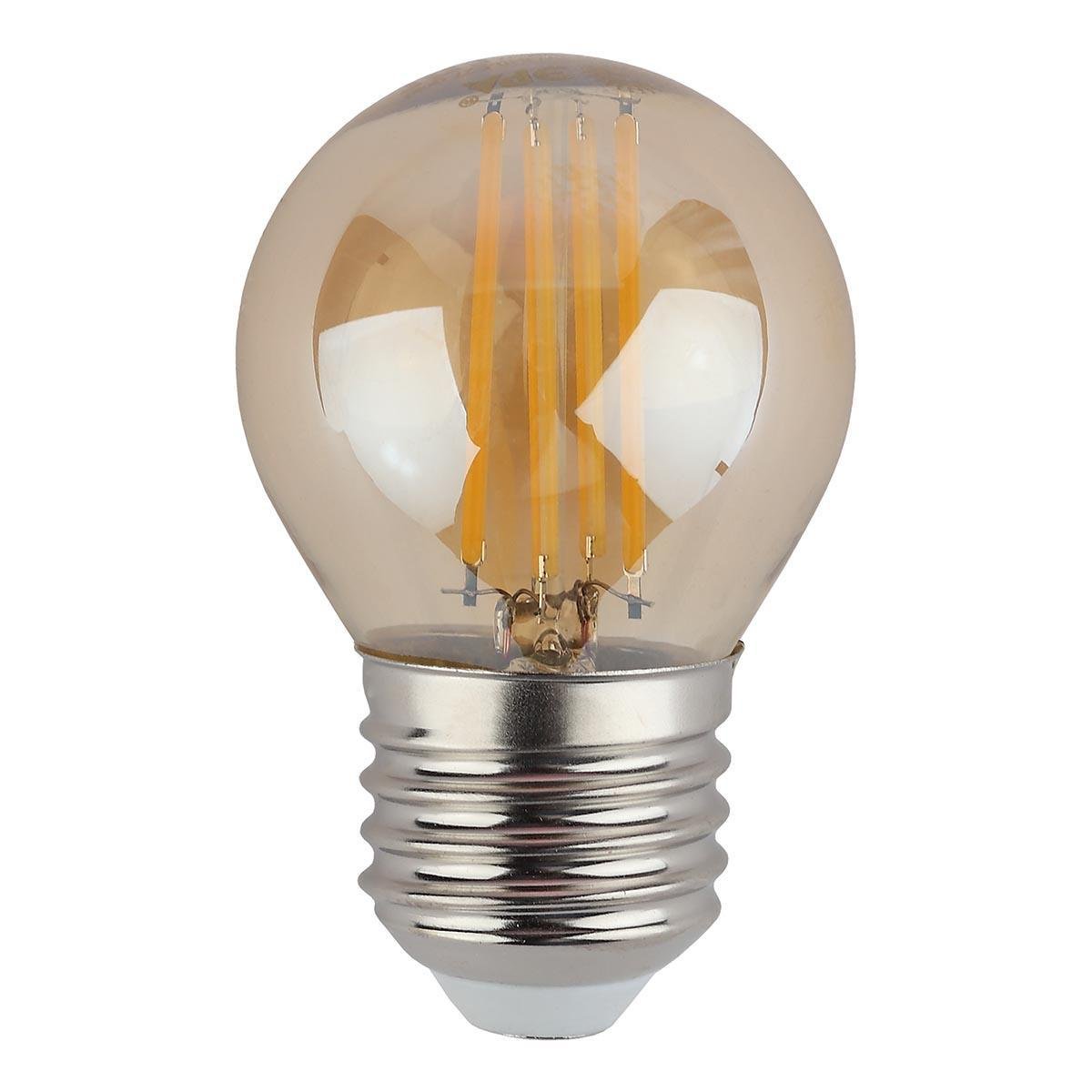 Лампа светодиодная филаментная ЭРА E27 7W 2700K золотая Б0047017 F-LED P45-7W-827-E27 gold Б0047017. 