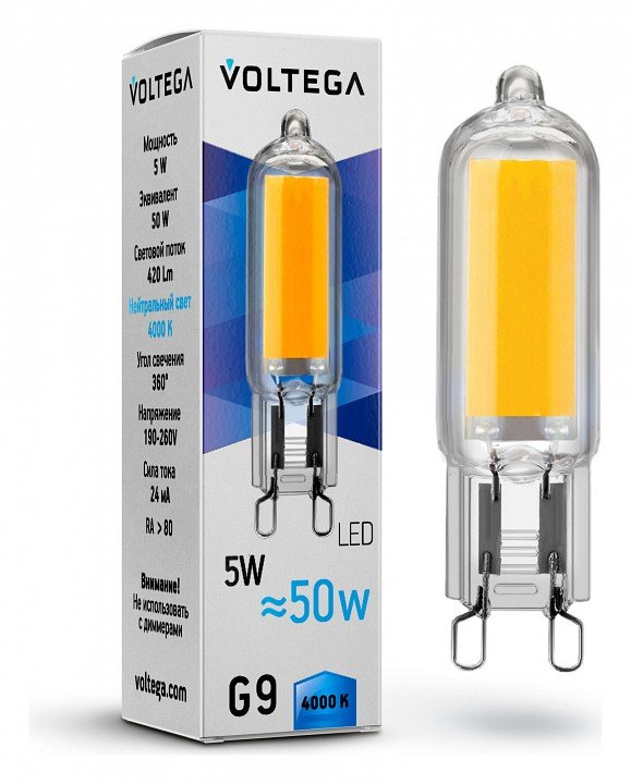 Лампа светодиодная Voltega Capsule G9 Вт 4000K VG9-K1G9cold5W. 