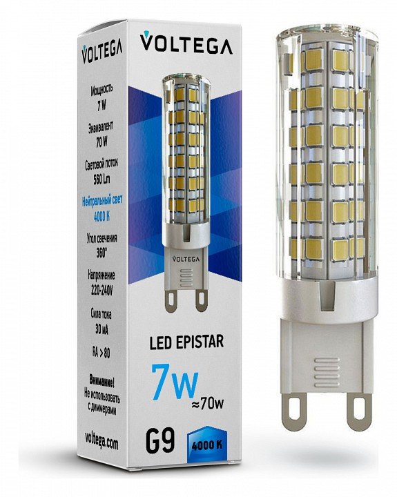 Лампа светодиодная Voltega 703 G9 Вт 4000K VG9-K1G9cold7W. 