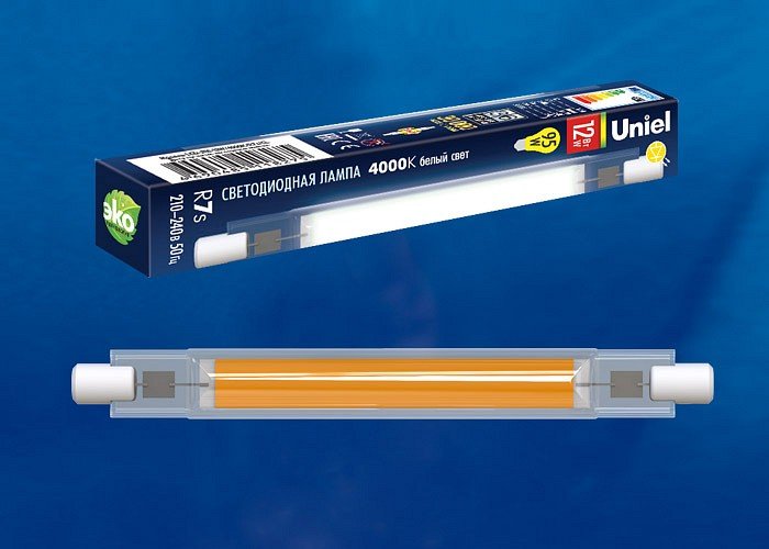 Лампа светодиодная Uniel LED-J118 R7s 12Вт 4000K LED-J118-12W/4000K/R7s/CL GLZ07TR картон. 