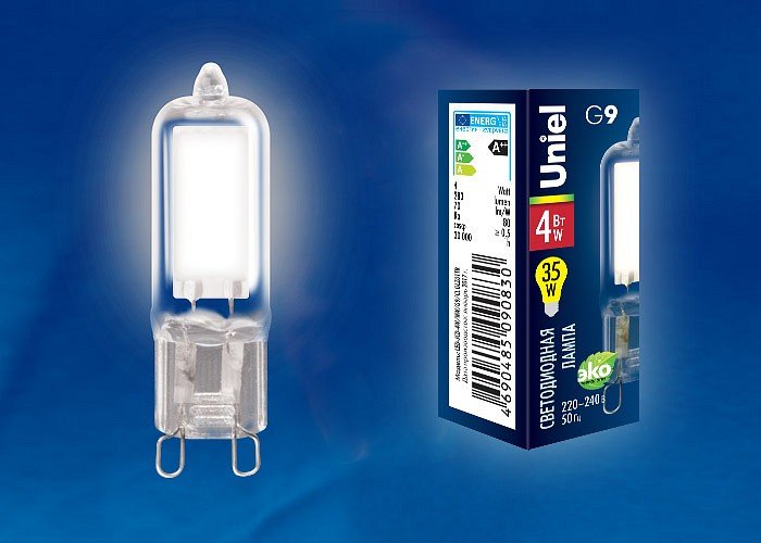 Лампа светодиодная Uniel LED-JCD G9 4Вт 4000K LED-JCD-4W/NW/G9/CL GLZ01TR картон. 