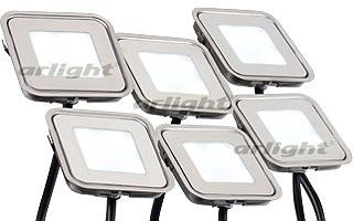 Набор из 6 встраиваемых светильников Arlight  KT-S-6x0.6W LED Warm White 12V (квадрат). 