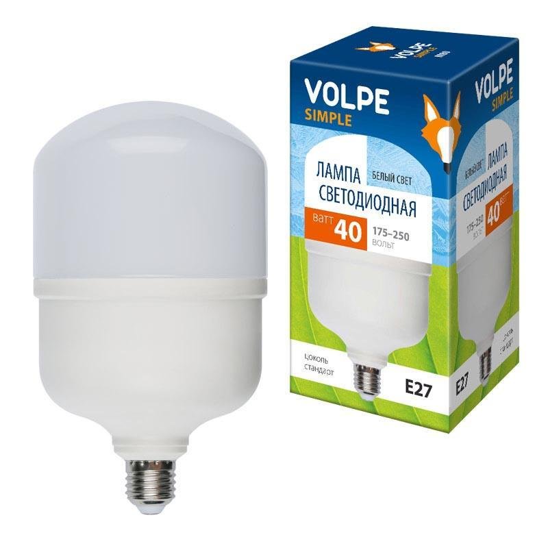 Лампа LED сверхмощная (UL-00002905) Volpe E27 40W (350W) 4000K матовая LED-M80-40W/NW/E27/FR/S. 