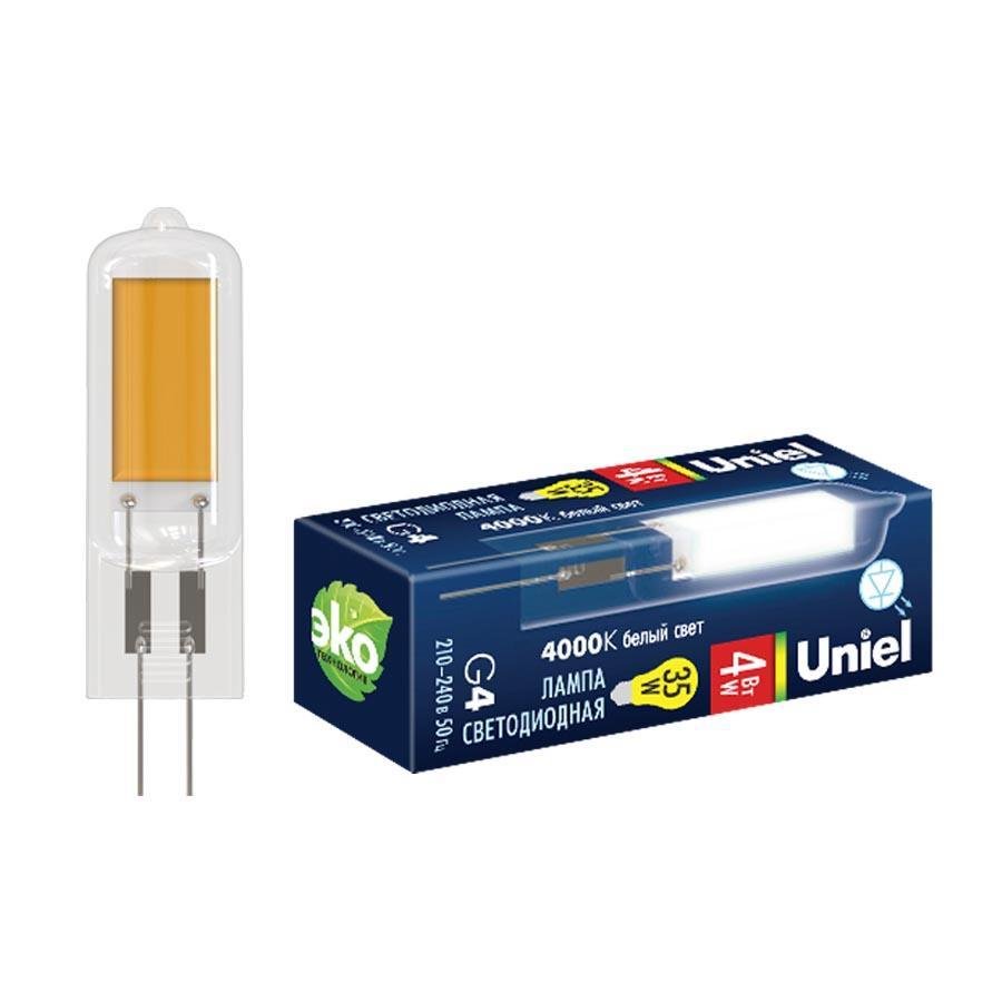 Лампа светодиодная (UL-00005066) Uniel G4 6W 4000K прозрачная LED-JC-220/6W/4000K/G4/CL GLZ08TR. 
