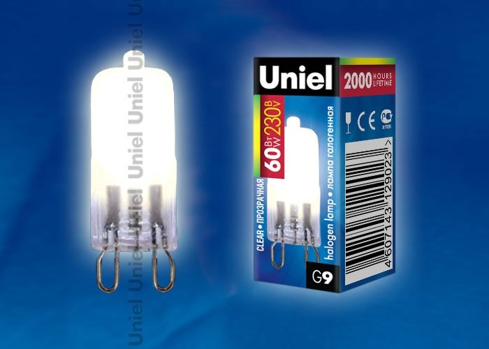 Лампочка галогеновая Uniel JCD-CL-60/G9 картон. 