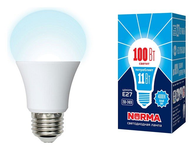 Лампочка светодиодная Volpe LED-A60-11W/NW/E27/FR/NR картон. 