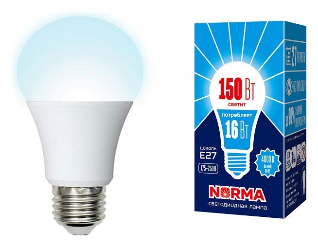Лампочка светодиодная Volpe LED-A60-16W/NW/E27/FR/NR картон. 
