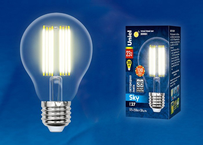 Лампочка светодиодная Uniel LED-A70-23W/3000K/E27/CL PLS02WH картон. 