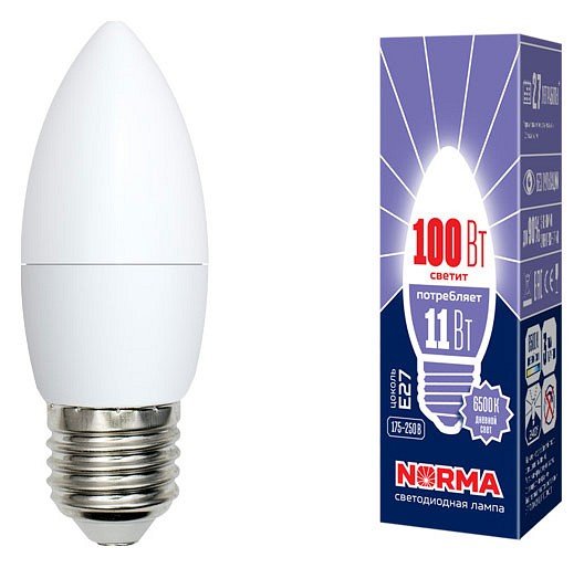 Лампочка светодиодная Volpe LED-C37-11W/DW/E27/FR/NR картон. 