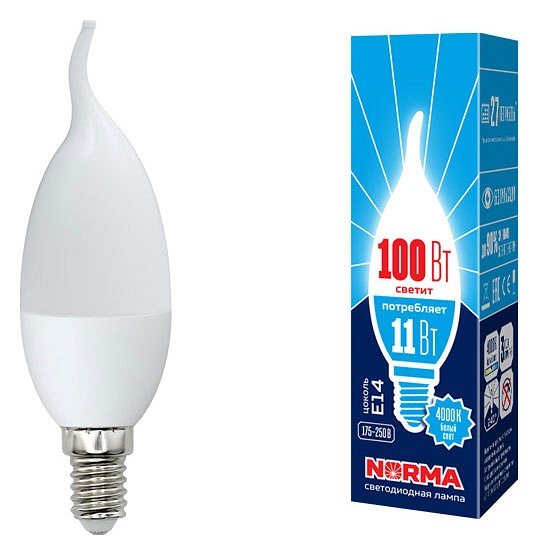 Лампочка светодиодная Volpe LED-CW37-11W/NW/E14/FR/NR картон. 