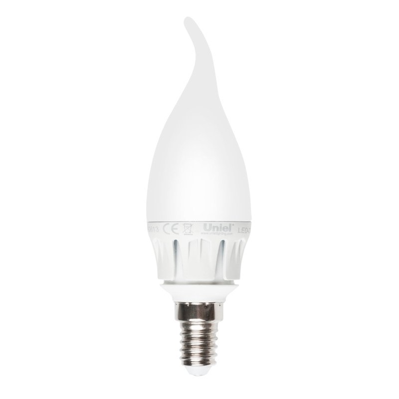 Лампочка светодиодная  LED-CW37-6W/NW/E14/FR ALM01WH пластик. 