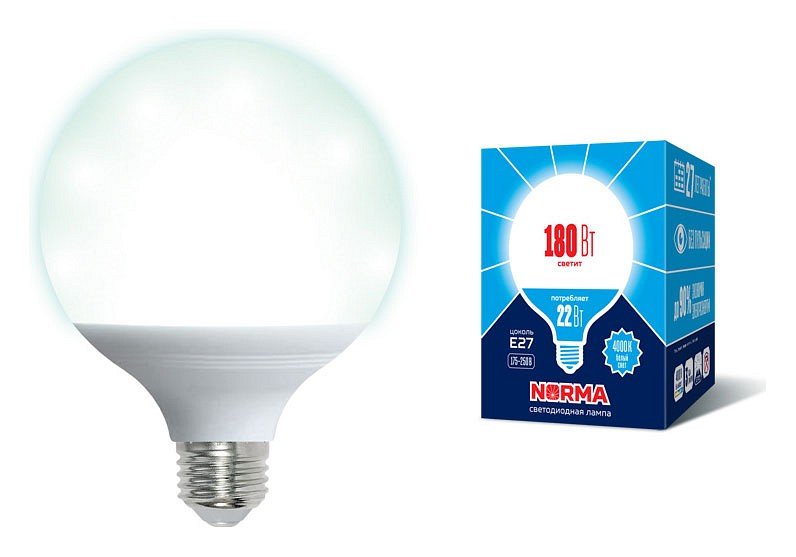 Лампочка светодиодная Volpe LED-G120-22W/4000K/E27/FR/NR картон. 