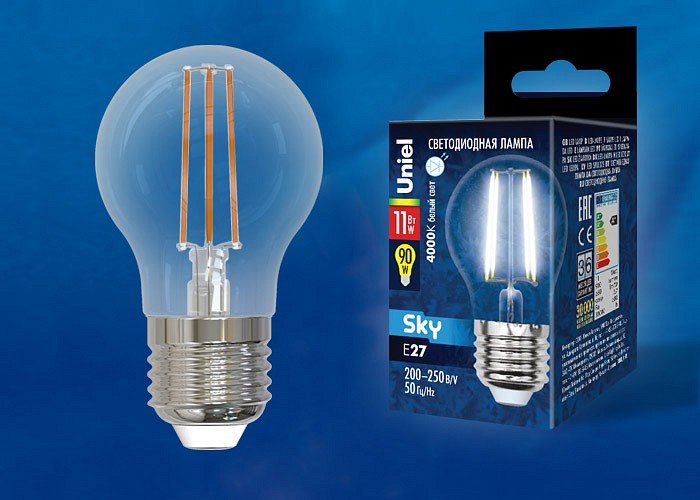Лампочка светодиодная Uniel LED-G45-11W/4000K/E27/CL PLS02WH картон. 
