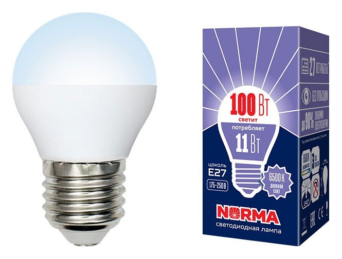 Лампочка светодиодная  LED-G45-11W/DW/E27/FR/NR картон. 