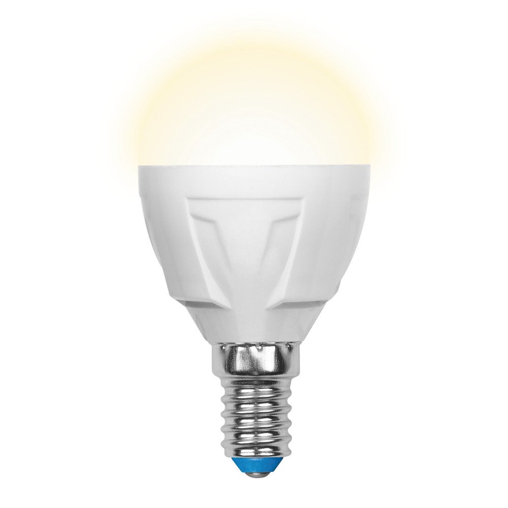 Лампочка светодиодная Uniel LED-G45-6W/WW/E14/FR/DIM PLP01WH картон. 