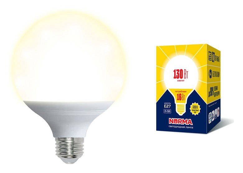 Лампочка светодиодная Volpe LED-G95-16W/3000K/E27/FR/NR картон. 
