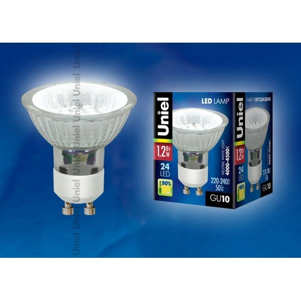 Лампочка светодиодная  LED-JCDR-SMD-1,2W/NW/GU10 75 Lm Картон. 