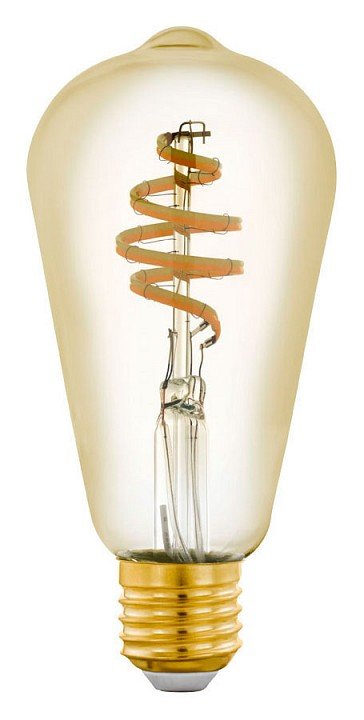 Лампа светодиодная филаментная диммируемая Eglo E27 5,5W 2200-6500K золотистая 12583. 