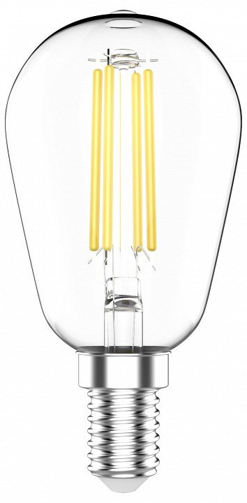 Лампа светодиодная филаментная Gauss E14 4,5W 2700K прозрачная 1141115. 