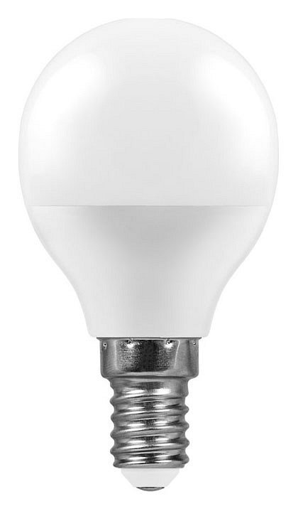 Лампа светодиодная Feron E14 9W 2700K Шар Матовая LB-550 25801. 