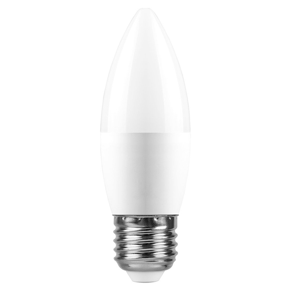 Лампа светодиодная Feron E27 11W 6400K Свеча Матовая LB-770 25945. 