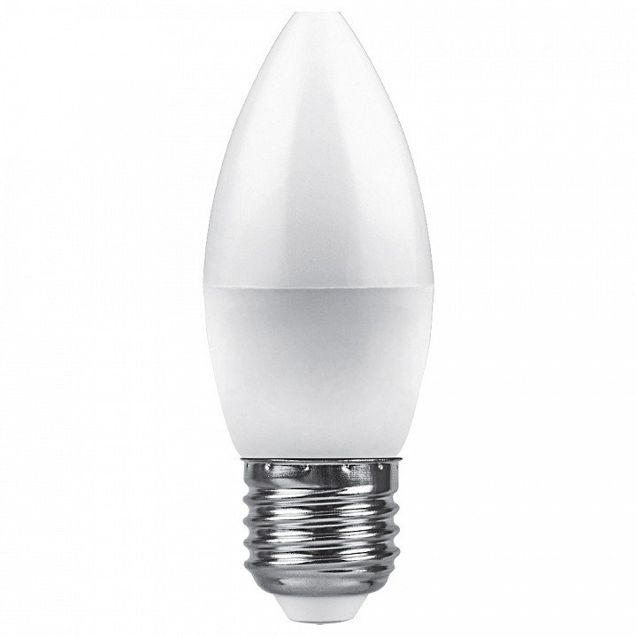Лампа светодиодная Feron E27 9W 4000K Свеча Матовая LB-570 25937. 