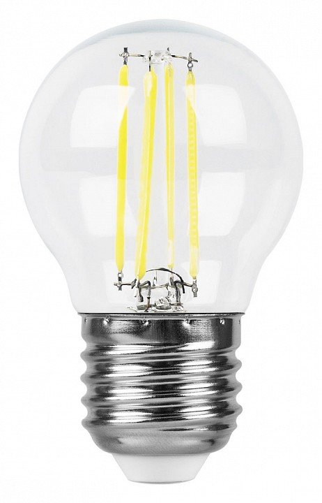 Лампа светодиодная филаментная Feron E27 9W 4000K Шар Прозрачная LB-509 38004. 