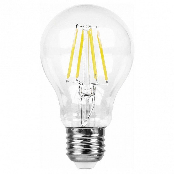 Лампа светодиодная филаментная Feron E27 9W 4000K Шар Прозрачная LB-63 25632. 