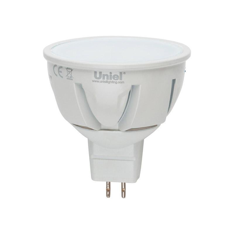 Лампа светодиодная диммируемая Uniel GU5.3 5W 4500K JCDR матовая LED-JCDR-5W/NW/GU5.3/FR/DIM 08698. 