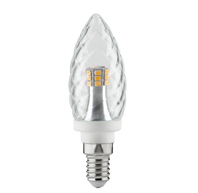 Лампа светодиодная Paulmann E14 4W 2700K свеча витая прозрачная 28308. 