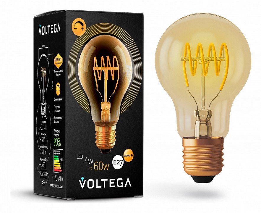 Лампа светодиодная Voltega General Purpose Bulb Е27 4Вт 2000K VG10-A60GE27warm4W-FB. 