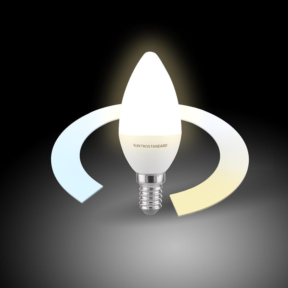 Лампа светодиодная филаментная диммируемая Elektrostandard E14 5W 3300/4200/6500K белая BLE1438 4690389174216. 