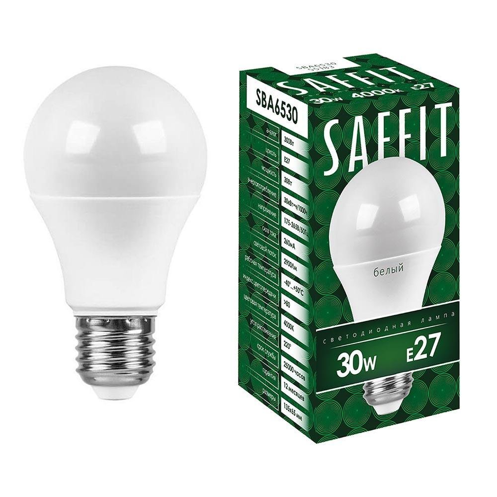 Лампа светодиодная Saffit E27 30W 6400K матовая SBA6530 55184. 