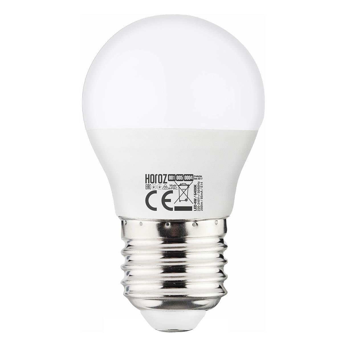 Лампа светодиодная Horoz E27 4W 3000K матовая 001-005-0004. 