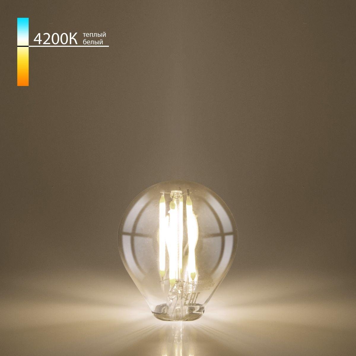 Лампа светодиодная филаментная Elektrostandard E27 6W 4200K прозрачная 4690389173295. 