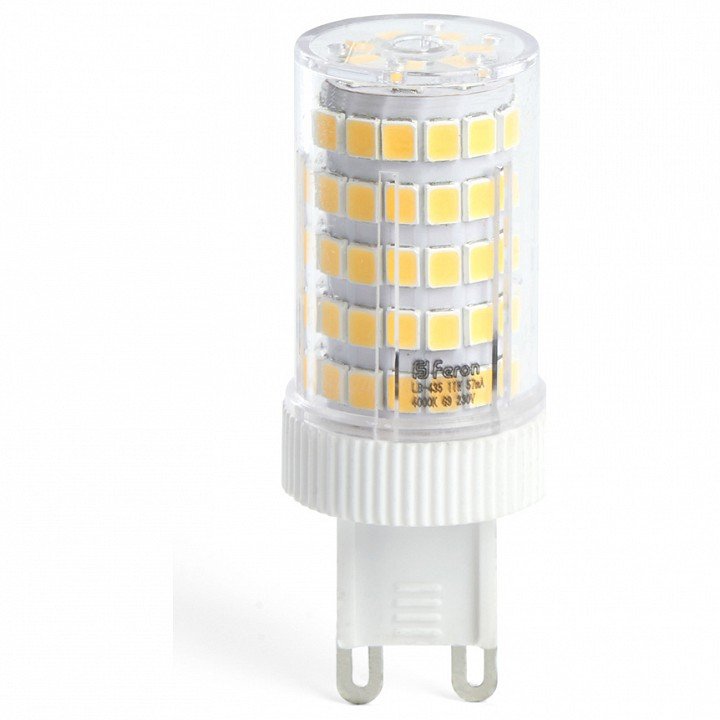 Лампа светодиодная Feron G9 11W 2700K прозрачная LB-435 38149. 