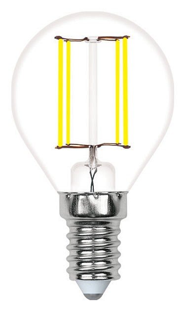 Лампа светодиодная филаментная Volpe E14 4W 4000K прозрачная LED-G45-4W/4000K/E14/CL/SLF UL-00008313. 