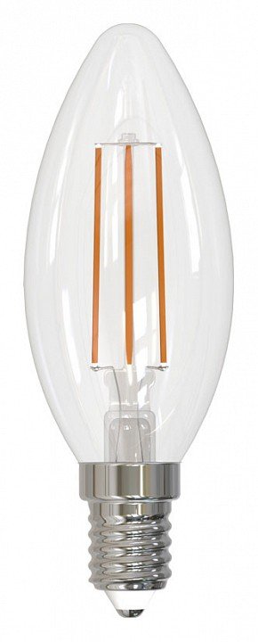 Лампа светодиодная филаментная Volpe E14 5W 3000K прозрачная LED-C35-5W/3000K/E14/CL/SLF UL-00008324. 