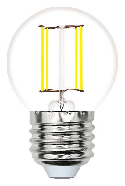 Лампа светодиодная филаментная Volpe E27 6W 4000K прозрачная LED-G45-6W/4000K/E27/CL/SLF UL-00008309. 
