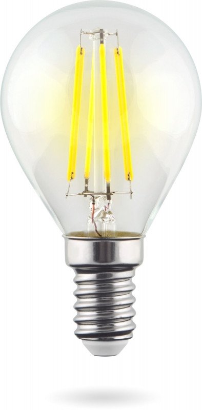 Лампа светодиодная филаментная Voltega E14 9W 4000К прозрачная VG10-G1E14cold9W-F 7099. 