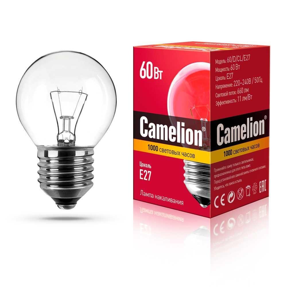 Лампа накаливания Camelion E27 60W 60/D/CL/E27 8973. 