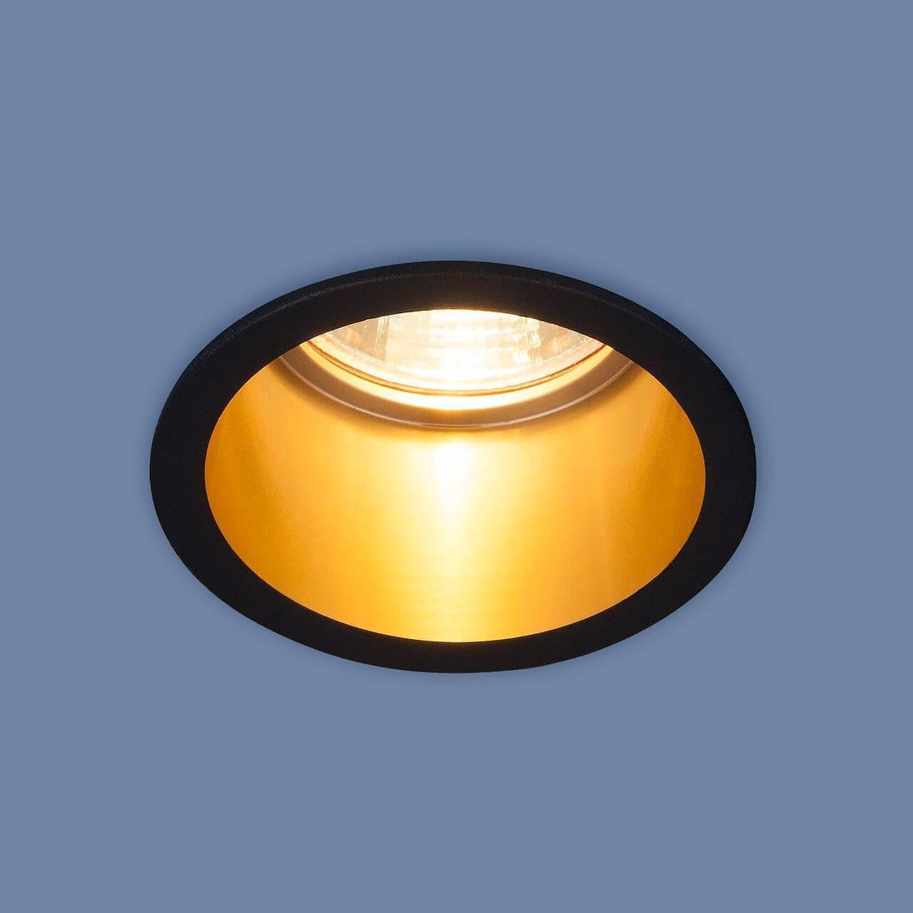 Встраиваемый светильник Elektrostandard 7004 MR16 BK/GD черный/золото 4690389098499. 