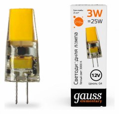 Лампа cветодиодная Gauss G4 3W 3000K прозрачная 18713