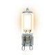 Лампа светодиодная (UL-00001815) G9 4W 3000K прозрачная LED-JCD-4W/WW/G9/CL GLZ01TR. 