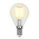 Лампа светодиодная Uniel (UL-00002201) E14 6W 3000K прозрачная LED-G45-6W/WW/E14/CL GLA01TR. 