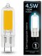 Лампа cветодиодная Gauss G4 4.5W 4100K прозрачная 107807204. 