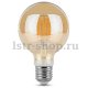 Лампа светодиодная филаментная диммируемая Gauss E27 6W 2400K золотая 105802006-D. 
