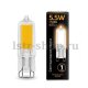 Лампа cветодиодная Gauss G9 5.5W 3000K прозрачная 107809105. 